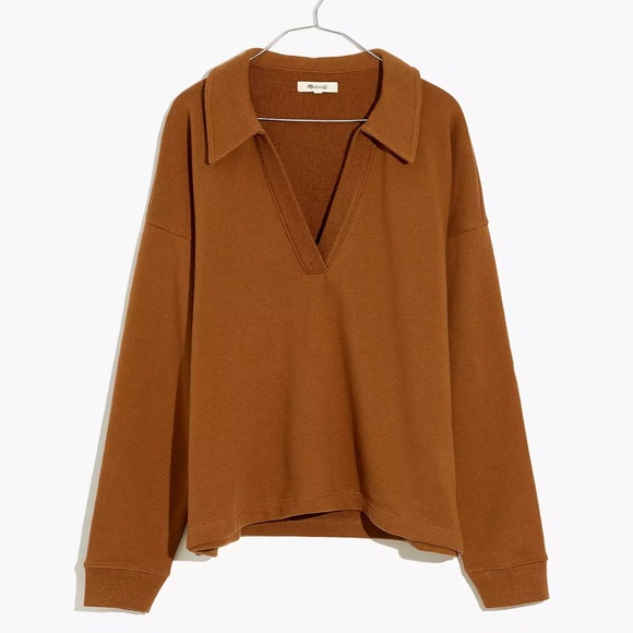 Madewell Cotton-Hemp Oversized Polo Sweatshirt - Picture 5 of 5